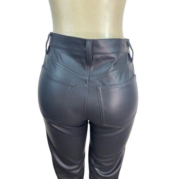 J.Crew Womens Black Faux Leather Pants Slim Fit Cropped Size 27 - Picture 5 of 8